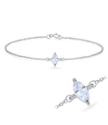 Oval CZ Stone Silver Bracelet BRS-514